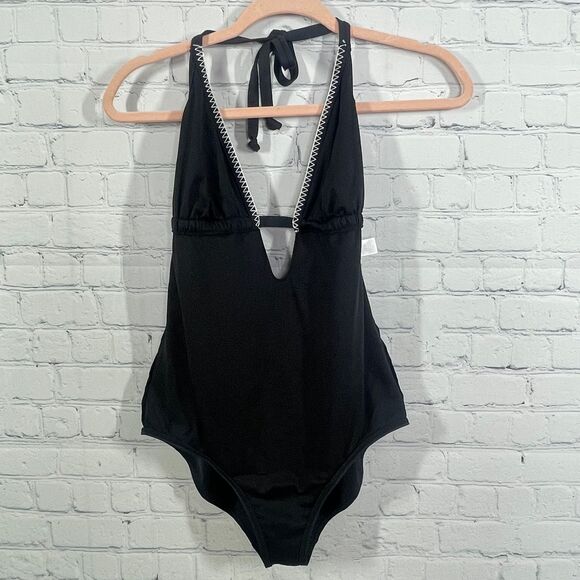 Sunseeker Y2K One Piece Swimming Suit Size 10 Embroidered Minimalist Preppy - Picture 8 of 16